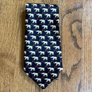 Rene Chagal Vintage Navy Elephant Patterned Tie